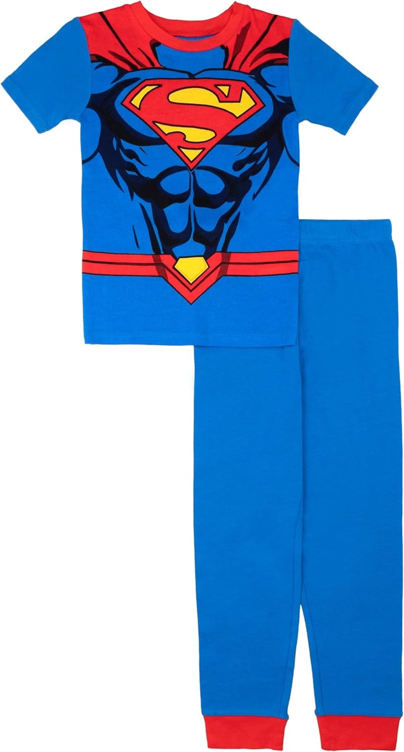 SUPERMAN Boys' 2-piece Snug-fit Cotton Short-Sleeve Matching Pajama Set, Soft & Cute for Kids - Image 1